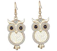 ROMISBABA Women's Fashion Owl Earrings Dangling Rhinestone Drop Earrings Ladies Statement Jewelry for Parties Banquets Formal Events