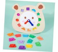 ROMISBABA Wooden Clock Cognitive for Early Education with Rotating Hands and Multifunctional Learning Clock for Understand Shapes and Colors Educational for Boys