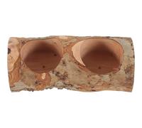 ROMISBABA Wooden Feeding Bowl for Guinea Pig and Hedgehog Double Slot Design with Smooth Surface and Safe to Use Brown Wood Small Dish for Small Animal Feeding