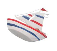 ROMISBABA Wooden Mini Sailboat Model Red Nautical Sailing Boat Figurine Coastal Beach House Decorations Ocean Theme Table Centerpiece and Graduation Cake Topper