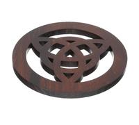 ROMISBABA Wooden Pentacle Altar Ornament Traditional Knot Carved Coaster Religious Ritual Decor Witchcraft Ceremony Wooden Tile for Home Spiritual Use