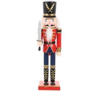 ROMISBABA Wooden Xmas Nutcracker Soldier Figure 30cm Decorative Christmas Nutcracker for Home and Car Photo Prop with Lovely Red Finish