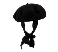ROMISBABA Woolen Beret Hat Bow Tie, Black Vintage French Style Beret for, ’S Casual Creative Painter Cap, Size S (52-53Cm)
