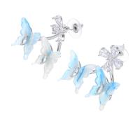 ROMISBABA Zircon Butterfly Studs Earrings Floral Design Sparkly Studs for Women Vintage Style Sweet and Fresh Jewelry for Weddings Parties
