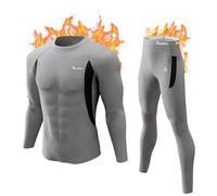 romision Long Johns Thermal Underwear for Men Fleece Lined Base Layer Set Top and Bottom for Cold Weather XS-4XL Grey
