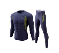 romision Long Johns Thermal Underwear for Men Fleece Lined Base Layer Set Top and Bottom for Cold Weather XS-4XL Blue