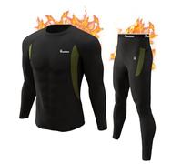 romision Long Johns Thermal Underwear for Men Fleece Lined Base Layer Set Top and Bottom for Cold Weather XS-4XL Black