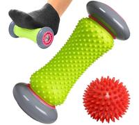 ROMIX Foot Massage Roller and Spiky Massage Ball Set, Deep Tissue Massager for Plantar Fasciitis Relief, Tight Muscles, Flat Feet, Hands, Arms and Legs Recovery, Stress Relief Roller Stick Tool