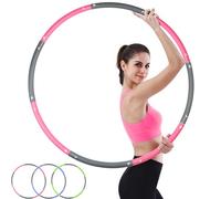 ROMIX Weighted Hula Hoop, Soft Foam Padded Circle 1 kg 2.2lbs Fitness Hula Hoops Weight Loss Exercise Hula Hoop Kids and Adults, Weighted Hula Ring Hoops Gymnastic Ring Home Workout Party Fun - Pink
