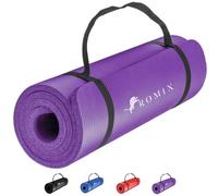 ROMIX Yoga Mat Thick 10 MM Foam Exercise Mat, 180x60x1cm Non Slip Gym Mats With Carry Bag and Strap, Lightweight NBR Workout Yoga Mats for Women Men Pilates Gymnastics Meditation Home Outdoor