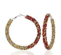Romlibr Glitter Hoop Earrings for Women Bohemian Sparkle Rhinestone Resin Wrapped Big Hoop Dangle Earrings Jewelry, Zinc, No Gemstone