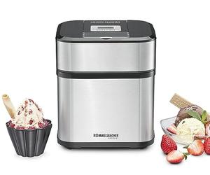 Rommelsbacher DANS 12 1.5 l Stainless Steel/Black Ice Cream Maker, Automatic, 500 ml Capacity, Includes Ice Cream Spoon, Recipe Ideas, 2.94 kg