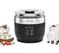 ROMMELSBACHER JG 80 Jona Yoghurt and Fresh Cheese Maker Including 4 Ceramic Portion Cups 125 ml Each, 2 XXL Glass Containers 1.2 Litres, 4 Preset Programmes with Different Temperatures