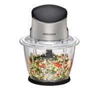 ROMMELSBACHER Multi Chopper MZ 500 - Powerful Motor, 4-Blade Special Knife Made of Stainless Steel, 1.5 Litre Glass Container, Black/Brushed Chrome, 500 Watt