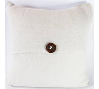 Romney Marsh Wools Fostum British Soft Wool Cushion, Button Design in Ivory | Size: 60 cm x 60 cm Romney Marsh Wools Ivory 60 cm x 60 cm