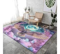 ROMOER Area Rugs Starry Fairy Owl Carpet Living Room Floor Mats Bedroom Soft Low Pile Carpet Rainbow Colors Machine Washable Area Rug, For Bedroom Entryway Rug Bedside Balcony Foyer Mat
