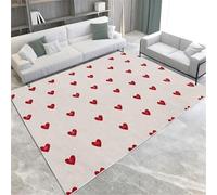 ROMOER Cream Area Rugs Red Love Heart Machine Washable Non-Slip Soft Short Pile Area Rug For Living Room Bedroom Home Decor Carpet,