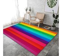 ROMOER Rug Large Wooden Rainbow Stripes Area Rug, Multicolor Print Non-Slip Rug, Machine Washable Soft TouchDurable Carpet For Living Room Bedroom Home Decor,