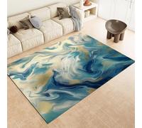 ROMOER Sapphire Color Area Rugs Marble Abstract Swirl Art Machine Washable Area Rug Soft Fluffy Non-Slip Short Pile Carpet For Living Room Bedroom Dining Room Kitchen Office & Nursery,