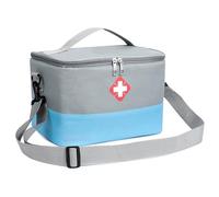 Romon 1 x Medicine Bag, Travel Pharmacy Bag, Waterproof, First Aid Bag, Empty, Portable Medicine Storage Bag for Home, Office, Travel, Outdoor, Grey and Blue, 1 x Medication Bag