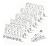Romon 30 Pieces Bucatos Plastic Outdoor Door Clips for Beach Towel, White Plastic Clothes Pegs with Non-Slip Silicone, Windproof Laundry Pegs for Towels Sheets Clothes