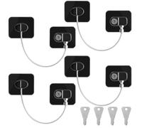 Romon Fridge Lock Pack of 4, Window Lock Children with 8 Keys, for Doors, Windows and Fridges, Drawers, Cupboards, etc. with Focus on Child Safety