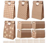 Romon Gift Bags, 36 Pieces Gift Bags with 36 Stickers for Christmas Gift Bags, Candy Bags, Birthday Gift Bags, Wedding Bags, etc.