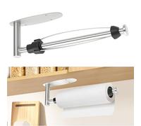 Romon Kitchen Roll Holder with Sticker, Kitchen Roll Holder with Damping Effect, Scottex Kitchen Holder for Bathroom and Kitchen, Wall Mount, Self-Adhesive or Drilling Design, Silver
