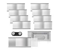 Romon Pack of 10 Name Badges for Clothes Magnet - Aluminium Name Plate with Strong Double Magnet, Silver, 7.2 x 3.5 cm