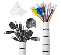 Romon Pack of 2 Cable Sleeves, 22-28 mm x 3 m Spiral Hose Cable Organiser with 1 Cable Clip, Cable Duct Flexible Cable Management for TV PC
