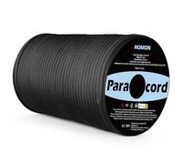 Romon Paracord 4 mm, 100 m, 9 Core Strands, Black, Nylon, UV & Mildew Resistant, 250 kg Tensile Strength, Tent Cord, Hammock Attachment, Heavy Object Hanging, DIY Projects