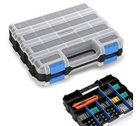 Romon Sorting Box 24 Compartments Double-Sided Assortment Box, Transparent Lid with Lock and Adjustable Dividers, Small Parts Organiser for Tools and Accessories