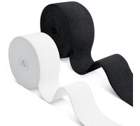 Romon Wide Sewing Elastic Band, 40 mm x 10 m, Pack of 2, Black and White for Trousers Rubber, DIY Craft Fabrics for Sewing, Not Easily Deformable, Elastic Ink Ribbon