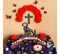 Romooa 54 Pcs Dog Memorial Day of The Dead Decorations Set Altar Pet Decor Including Floral Cross, Tablecloth, Butterflies and Candles for Mexican Fiesta Día De Los Muertos Dog Remembrance