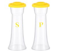 Romooa Set of 2 Plastic Salt and Pepper Shakers with Lids Large Hourglass Covered Moisture Proof Salt Shaker Pepper Container for Kitchen Restaurant Camping Home (Yellow)