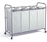 ROMOON 4 Bag Laundry Sorter Cart, Laundry Hamper Sorter with Heavy Duty Rolling Wheels for Clothes Storage, Grey