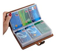 Romozi RFID Credit Card Holder, Leather Business Card Organizer with 96 Card Slots, Credit Card Protector for Managing Your Different Cards and Important Documents to Prevent Loss or Damage (Brown)