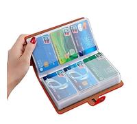 RFID Credit Card Holder - Leather Business Organizer With 96 Slots, Protector for Managing Different Cards and Important Documents to Prevent Loss or Damage (Red)