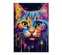 Rompecabezas 1000pcs(38x26cm) Para Adolescentes Colorful Cat Art Print-15 Rompecabezas Juegos Divertidos Regalos De Decoración Perfectos Para Amigos Y Familiares 1000pcs(38x26cm)