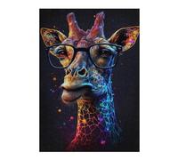 Rompecabezas 1000pcs(38x26cm) Para Adolescentes Colorful Giraffe with Glasses Art Print-2 Rompecabezas Juegos Divertidos Regalos De Decoración Perfectos Para Amigos Y Familiares 1000pcs(38x26cm)