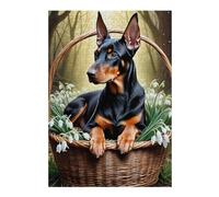 Rompecabezas 1000pcs(38x26cm) Para Adolescentes Doberman in Basket with Flowers Rompecabezas Juegos Divertidos Regalos De Decoración Perfectos Para Amigos Y Familiares 1000pcs(38x26cm)