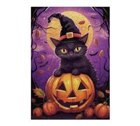 Rompecabezas 1000pcs(38x26cm) Para Adolescentes Halloween Black Cat with Jack-o'-Lantern-4 Rompecabezas Para Adultos Juegos Familiares Regalos De Cumpleaños Para Amigos Y Familiares 1000pcs(38x26cm)