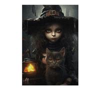 Rompecabezas 1000pcs(38x26cm) Para Adolescentes Halloween Witch And Cat Rompecabezas Juegos Divertidos Regalos De Decoración Perfectos Para Amigos Y Familiares 1000pcs(38x26cm)