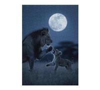 Rompecabezas 1000pcs(38x26cm) Para Adolescentes Lion Cub Playing Moonlight Rompecabezas Juegos Divertidos Regalos De Decoración Perfectos Para Amigos Y Familiares 1000pcs(38x26cm)