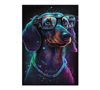 Rompecabezas 1000pcs(38x26cm) Para Adolescentes Neon Dachshund Glasses Art Print Rompecabezas Para Adultos Juegos Familiares Regalo De Cumpleaños Desafío Educativo 1000pcs(38x26cm)