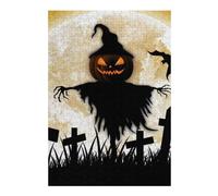 Rompecabezas 1000pcs(38x26cm) Para Adultos Halloween Scarecrow with Full Moon Rompecabezas Para Adultos Juegos Relajantes Pero Divertidos Y Humorísticos Para Cumpleaños, Navidad 1000pcs(38x26cm)
