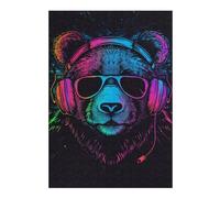 Rompecabezas 1000pcs(38x26cm) Para Adultos Neon Bear Headphones Art Print Rompecabezas Para Adultos Juegos Relajantes Pero Divertidos Y Humorísticos Para Cumpleaños, Navidad 1000pcs(38x26cm)