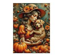 Rompecabezas 1000pcs(52x38cm) Autumn Pumpkin Lady with Puppy Rompecabezas Para Adultos Juego De Ingenio Vacaciones En Casa Matar El Tiempo Oferta Como Regalo Para Toda La Familia 1000pcs(52x38cm)