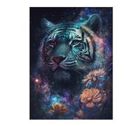 Rompecabezas 1000pcs(52x38cm) Para Adolescentes Galactic Tiger with Flowers Rompecabezas Para Adultos Juegos Relajantes Pero Divertidos Y Humorísticos Desafiantes De Completar 1000pcs(52x38cm)