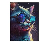 Rompecabezas 1000pcs(52x38cm) Para Adolescentes Glowing Neon Cat Sunglasses Art Print Rompecabezas Para Adultos Juegos Familiares Regalo De Cumpleaños Desafío Educativo 1000pcs(52x38cm)